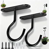 Crochets de plafond noirs en fer, 2 pièces, pour plantes, mangeoires pour oiseaux et décorations, installation facile, supports muraux, lampes, lanternes, carillons éoliens