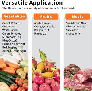 Coupe-<span class=keywords><strong>légumes</strong></span> et fruits 300W à bac profond, avec poussée automatique des aliments, lame en acier inoxydable, robot culinaire pour usage commercial en cuisine, préparation alimentaire - Product Image 5