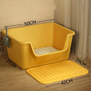 Bac à litière pour chat anti-éclaboussures extra-large en plastique - Toilette pour chat de type baignoire Jumbo - Fournitures pour animaux de compagnie - Product Image 2