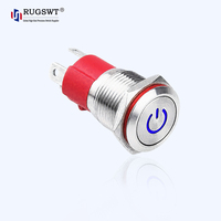 Sakelar Tombol Tekan Logam Arus Tinggi 10A dengan Lampu LED Hijau 16mm untuk Industri Otomatis