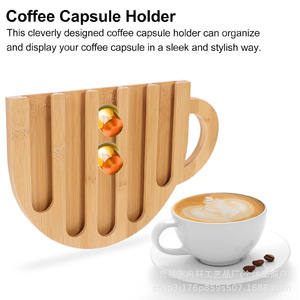 Soporte para cápsulas de café de bambú, estante de almacenamiento para encimera de barra de café, soporte de madera en forma de taza para cápsulas de café K-cup - Product Image 4
