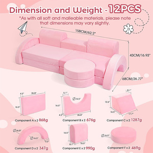 Canapé de jeu pour enfants, tapis modulaire en mousse, peluche douce pour l'escalade et l'apprentissage en intérieur, unisexe - Product Image 2