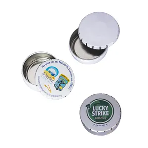 Hoge Kwaliteit Custom Mint Tins Kleine Ronde Klik Klak Snoep Pil Tin Kan Food Grade Metalen Pakket Klik Klak Tin doos