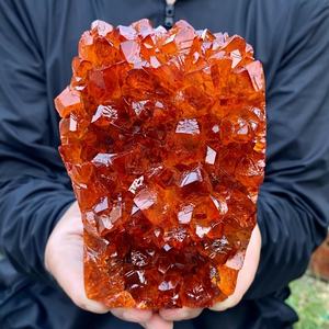 CrystalHola 400-500g Orange Crystal Geode Quartz Mineral Cluster Floral Pattern Handmade Healing Crystal Souvenir Ornament for - Product Image 3