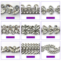 Chaîne de strass en verre 3D de luxe, autocollante, thermocollante, extensible, pour robe de mariée, jupe, épaule, DIY