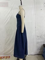 ZEVITY 2026 Nouvelle Robe Chic Femme Sans Manches Plissée Évasée Style Cowboy en Jean pour les Fêtes Robe Midi Femme Denim Robe Mujer Dropship