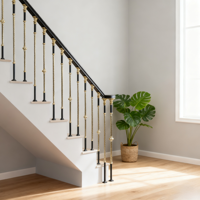 Rampes en aluminium doré de haute qualité Rampe d'escalier Banister Metal Banister Spindles Balustrade Designs pour la Villa