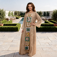 Abaya pour femmes du Moyen-Orient, prête à être expédiée en 2026, broderie de sequins, polyester, hiver, été, automne