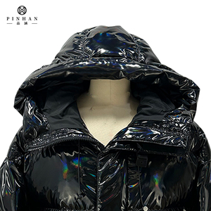 Manteaux en duvet brillants et brillants pour femmes, noir réfléchissant, blouson bombardier bouffant à <span class=keywords><strong>capuche</strong></span> rembourré, manteau d'hiver pour <span class=keywords><strong>femme</strong></span> - Product Image 2