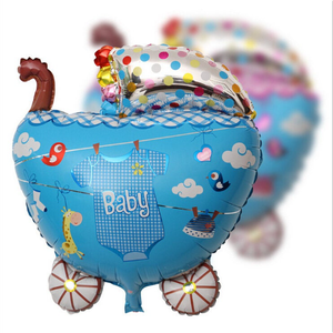 Ballons en aluminium en forme de chariot pour bébé garçon et fille au fini mat pour la célébration de la fête de la douche de bébé - Product Image 1