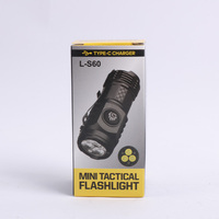 Senter Taktis Mini Zoom 3-Eyed Monster Super Power LED Bulb USB Rechargeable Desain Jerman dengan Bodi Lampu ABS Ukuran Jempol