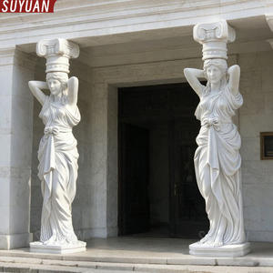 Escultura de <span class=keywords><strong>Pilar</strong></span> de Piedra de Mármol con Figura de Dama, Tallada a Mano, Estilo Griego, Decoración Arquitectónica para Exteriores - Product Image 2