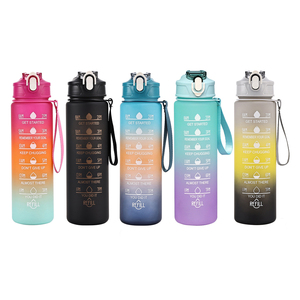 Bình nước thể thao ngoài trời 700ML không BPA, có vạch chia thời gian, chất liệu nhựa lớn, có in khẩu hiệu khích lệ, xuất xứ kho Mỹ - Product Image 1