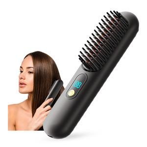 <b>Wireless</b> Hair <b>Straightener</b> With Negative Ion Ceramic Plates Rechargeable Massage Comb For Straightening And Curling - Product Image 1