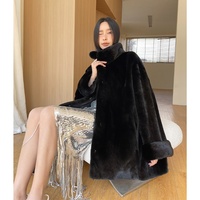Nouveau Manteau en Fourrure de Vison Entière Mi-Long en Velours Importé 2026 pour Femme