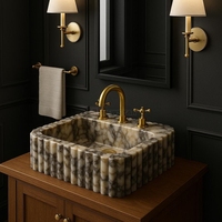 Évier en marbre Calacatta Viola Newstar, évier en marbre cannelé, lavabo en pierre naturelle, petit lavabo de salle de bain en marbre