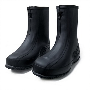 Bottes de pluie mi-mollet à fermeture éclair, tige en <span class=keywords><strong>plastique</strong></span>, embout en caoutchouc, doublure en coton, antidérapantes, chaudes, imperméables, pour hommes, toutes saisons - Product Image 1