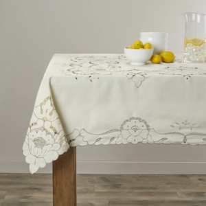 High-End 100% Organic Cotton <b>Table</b> Cloth Set Luxurious Modern Design Floral Woven Technique Embroidered Hot Sale <b>Low</b> Price - Product Image 5