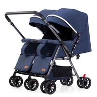Vente Chaude Poussette Double Luxe pour Jumeaux, Poussette Réversible Pliable pour Bébé et Poussette Double pour 2 Enfants