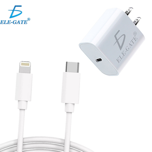 Chargeur rapide USB PD ELE-GATE 20W avec câble Type C vers 8 broches pour la charge rapide des smartphones compatibles, y compris les modèles populaires - Product Image 1