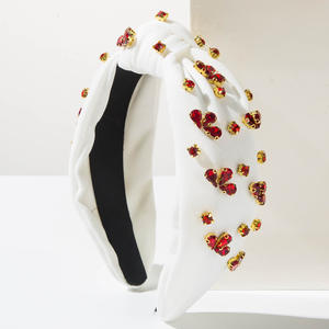 Diadema Retro Barroca con Pedrería para Mujer, Accesorio para el Cabello con Borde Ancho Anudado - Product Image 3