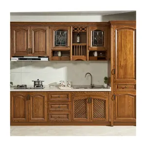 خزانة المطبخ الصلبة التقليدية خزائن المطبخ الخشبية الصلبة الخشبية الصلبة والأخشاب الرمادية الخشبية الكروية الأمريكية الأصلية