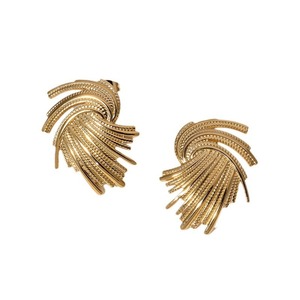 Boucles d'oreilles clous de <span class=keywords><strong>luxe</strong></span> vintage d'<span class=keywords><strong>occasion</strong></span> en acier inoxydable, résistantes à l'eau et inaltérables, au design irrégulier et tressé, en titane haut de gamme - Product Image 5