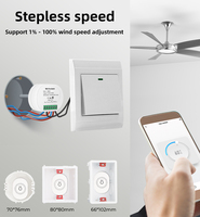 Controlador de ventilador de techo inteligente de velocidad WiFi Tuya, interruptor de luz inteligente con temporizador, compatible con Alexa/Google Home APP Remote