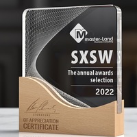 Plaque en Cristal d'Acajou Personnalisée avec Logo, Étanche, Polie, Gravée au Laser, Prémier Prix de Reconnaissance des Employés Testé par le Temps, Créatif pour le Bureau