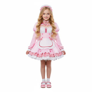 Costume de princesse Chocola, rose et blanc, à manches bouffantes, avec tablier à volants et décorations en forme de cœur, style Lolita, pour enfants et filles, Noël - Product Image 3