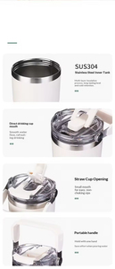 Cross-Border Large-Capacity Stainless Steel Vacuum Mug Unisex Portable Dual-Use Coffee Cup Car-Mounted Straw Water <b>Bottle</b> - Product Image 6