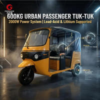 Tuk Tuk Électrique Haute Puissance 2000W, Tricycle à 3 Roues pour Passagers, Charge Utile 600kg, Style Bajaj, Rickshaw Électrique pour Service de Transport en Taxi