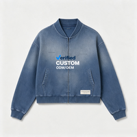 Blouson en jean surdimensionné délavé à l'acide, impression DTG Kornit, style streetwear, fournisseur de vêtements OEM en gros, sablage Y2K Grunge