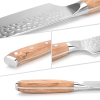 Couteau de chef en acier damas japonais véritable de 8 pouces, lame martelée, avec manche innovant en olive