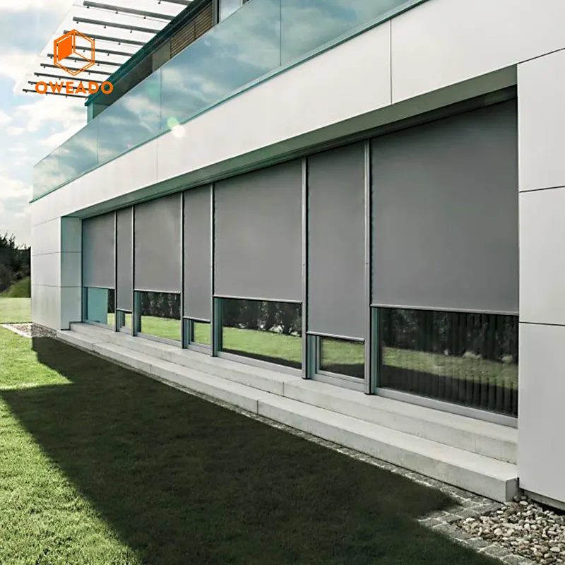 Windproof Zip Screen Customized Factory Outlet Waterproof Rolling Blinds Aluminium Polyester PVC