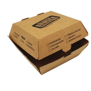 Eco friendly compostable kraft paper burger hamburger box