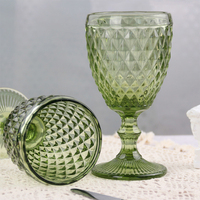 Vente en gros de gobelets à vin vintage bleu ambre, gobelets en verre vert, prix bas, stock disponible