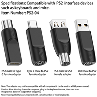 Adaptateur universel de charge rapide USB-A vers connecteur femelle Type-C pour port PS2, pour ordinateur portable, souris, clavier