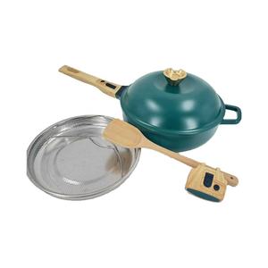 Dishwasher and Oven Safe, Removable Wood Handle, Die Casting Aluminum Alloy Cookware with Lid - Product Image 4