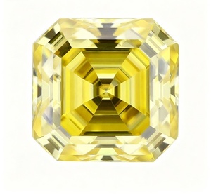 Tête de bague en moissanite brute carrée biseautée jaune, moissanite brute, diamant synthétique, carbure de silicium - Product Image 1