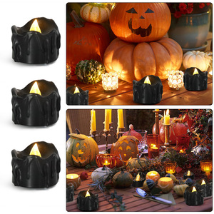 Batteria per eventi Cr2032 con candela di <span class=keywords><strong>Halloween</strong></span> a Led per luci da tè senza fiamma <span class=keywords><strong>candele</strong></span> nere tremolanti ideali per decorazioni per feste - Product Image 3