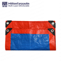Bâche imperméable MILLION en PE avec œillets, bâche de toiture imperméable bleue et orange, bâche polyvalente