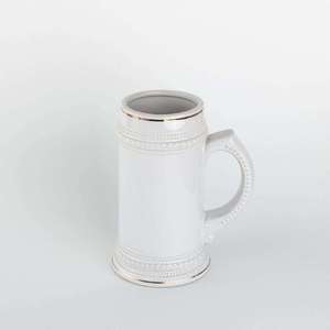 Chope à bière allemande en céramique blanche, garniture dorée, impression par Sublimation, bricolage, B013-1, 22oz - Product Image 2
