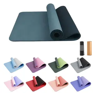 Huayi eco-friendly fitness design custom printed logo thick anti non slip double green tpe yoga mat with position line