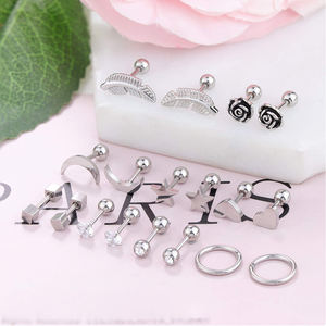 Boucles d'oreilles en or fin avec zircon et <span class=keywords><strong>diamant</strong></span> squelette, fabrication industrielle, pour <span class=keywords><strong>piercing</strong></span> d'<span class=keywords><strong>oreille</strong></span>, bijoux pour cartilage percé, 2025 OEM, 1 paire - Product Image 2