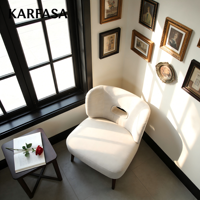 Fauteuil d'appoint moderne et confortable en tissu, couleur personnalisable, avec structure en bois, pour salon, hôtel, décoration, meubles