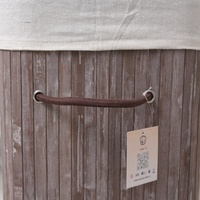 Panier à linge en bambou pliable et rectangulaire avec poignées de transport à main et couvercle, nouveau design de couleur