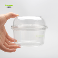 Bols jetables pour animaux de compagnie en plastique transparent avec logo personnalisé imprimé, contenants alimentaires transparents pour salade, crème glacée avec couvercles, 8/12/16/24/32 oz