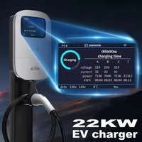 Vente en gros 11kw Chargeur 32A Type 2 Boîtier mural électrique Station de charge Ev Écran de charge de véhicule électrique 220V Phase WiFi APP