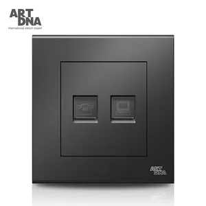 Customization From Samples Artdna 86*86 Television Copper Socket Double Computer Wall Glass Grey Switch Socket